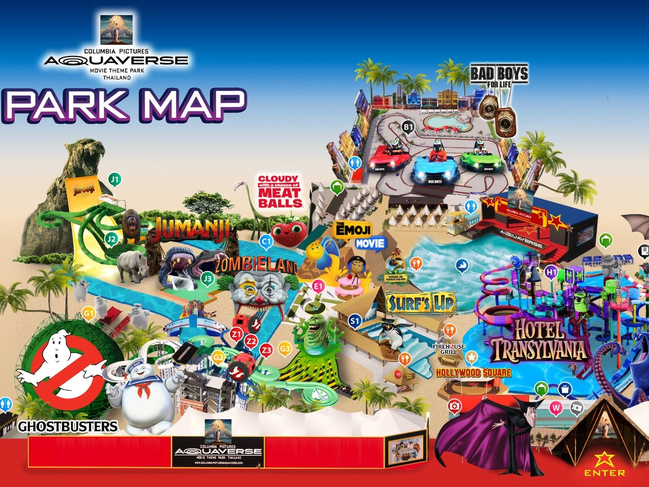 columbia pictures aquaverse Map